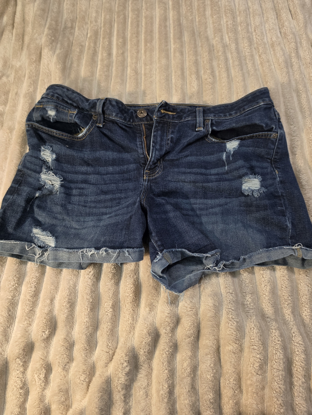 Maurices Dark Blue Distressed Denim Shorts